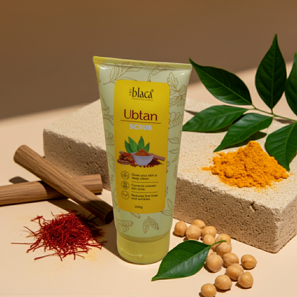 Blaca Natural Ubtan Scrub 200g for Glowing Skin | Lightens Skin Tone, Removes Tan & Exfoliates Deeply
