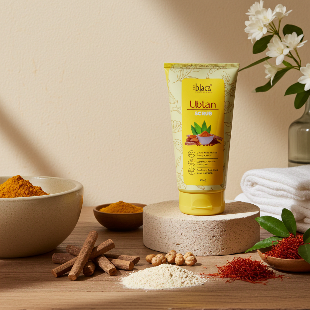 Blaca Natural Ubtan Scrub 200g for Glowing Skin | Lightens Skin Tone, Removes Tan & Exfoliates Deeply