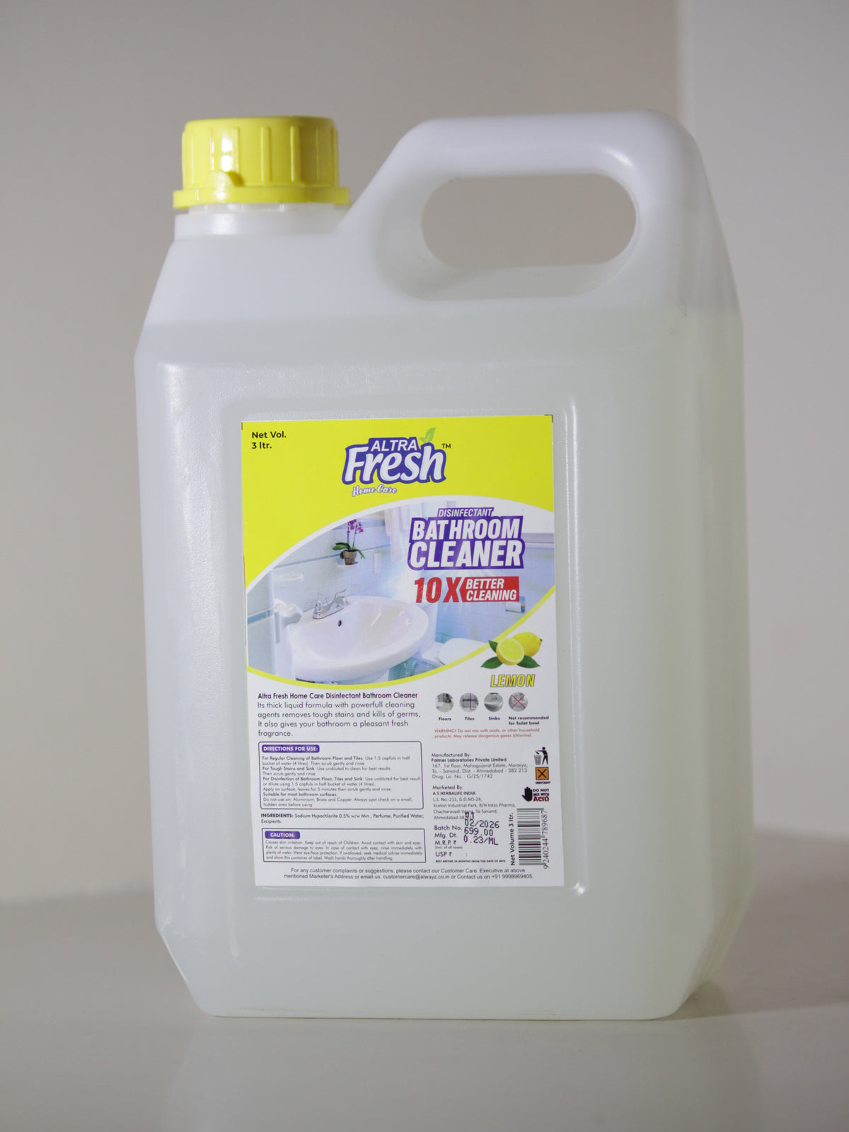 Altra Fresh Disinfectant Bathroom Cleaner 3 ltr | Removes Tough Stains, Kills Germs & Leaves Surfaces Sparkling