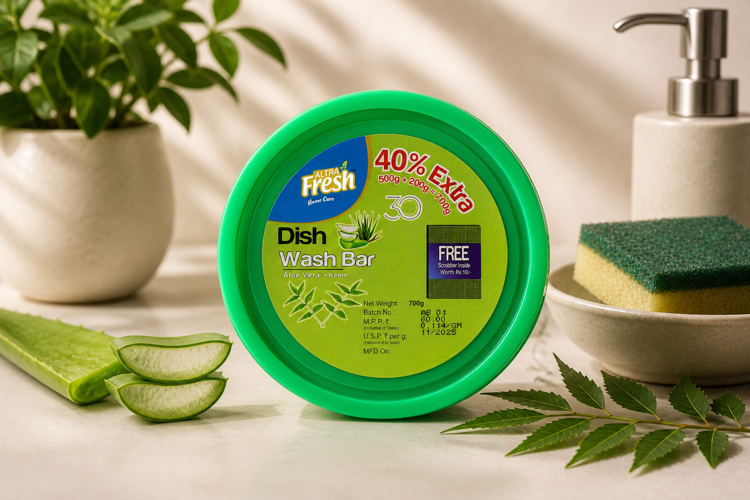 Altra Fresh Dish Wash Bar Aloe Vera + Neem 700 gm