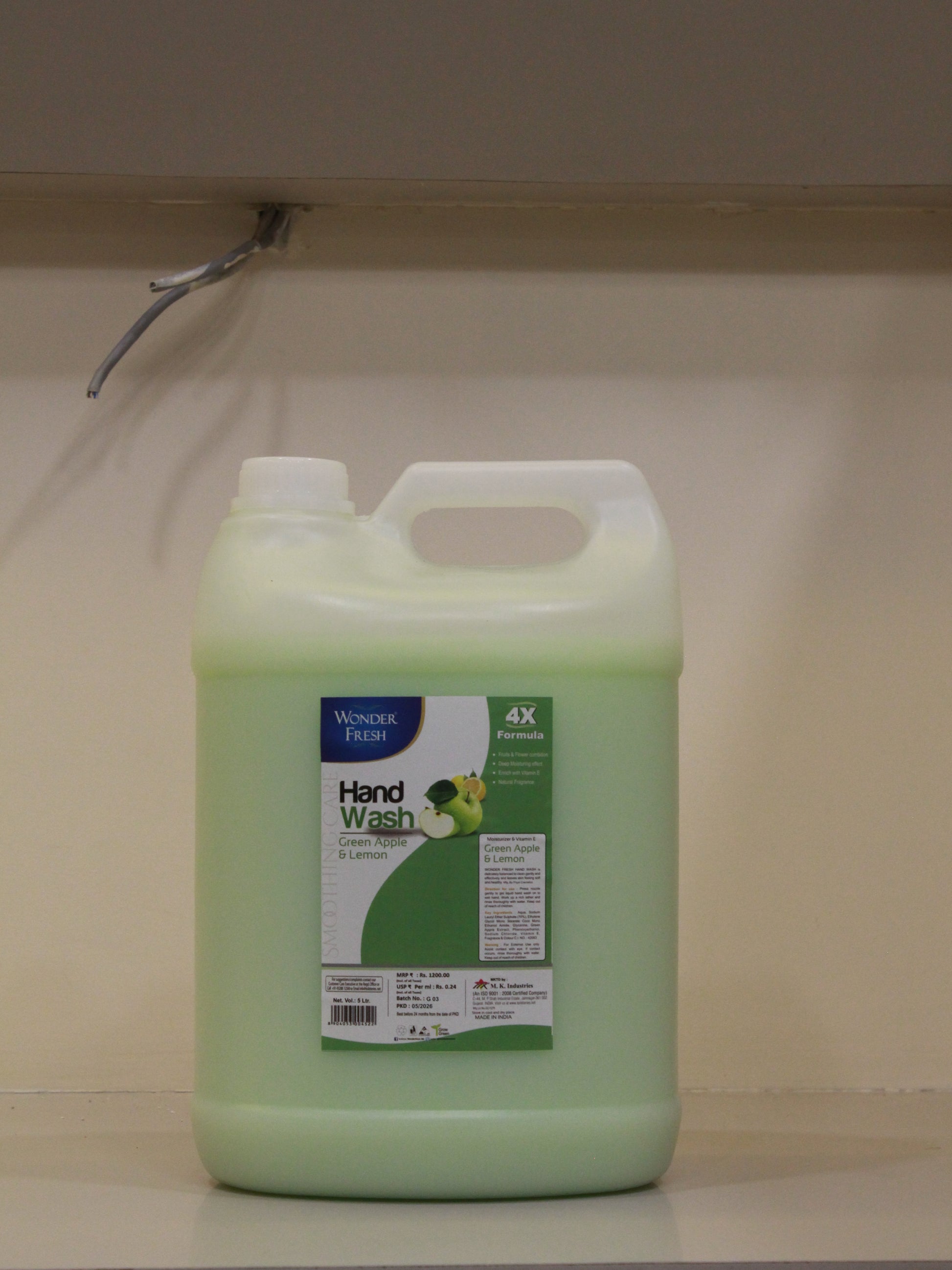 Wonder Fresh Green Apple & Lemon Handwash 5 ltr | Deep Cleansing, Kills Germs & Moisturises Hands