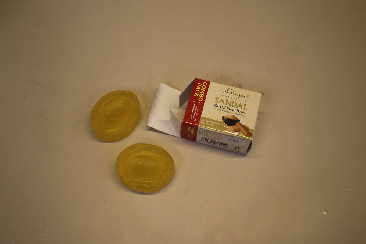 Fabonique Sandal Glycerin Soap Bar Combo Pack (75g, 2 Soap) | Brightens Skin, Moisturises & Leaves a Lasting Sandalwood Fragrance