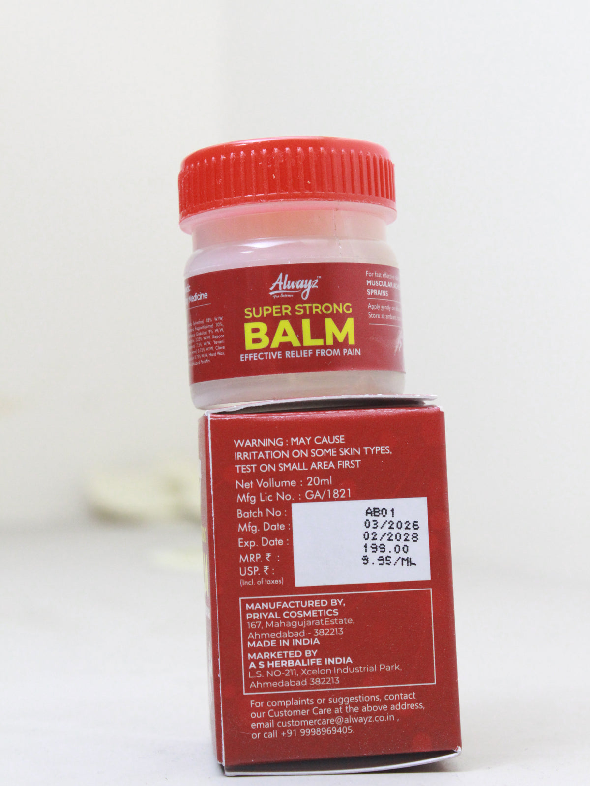Alwayz Super Strong Balm 20ml | Fast Relief from Headache, Cold, Body Pain & Muscle Aches