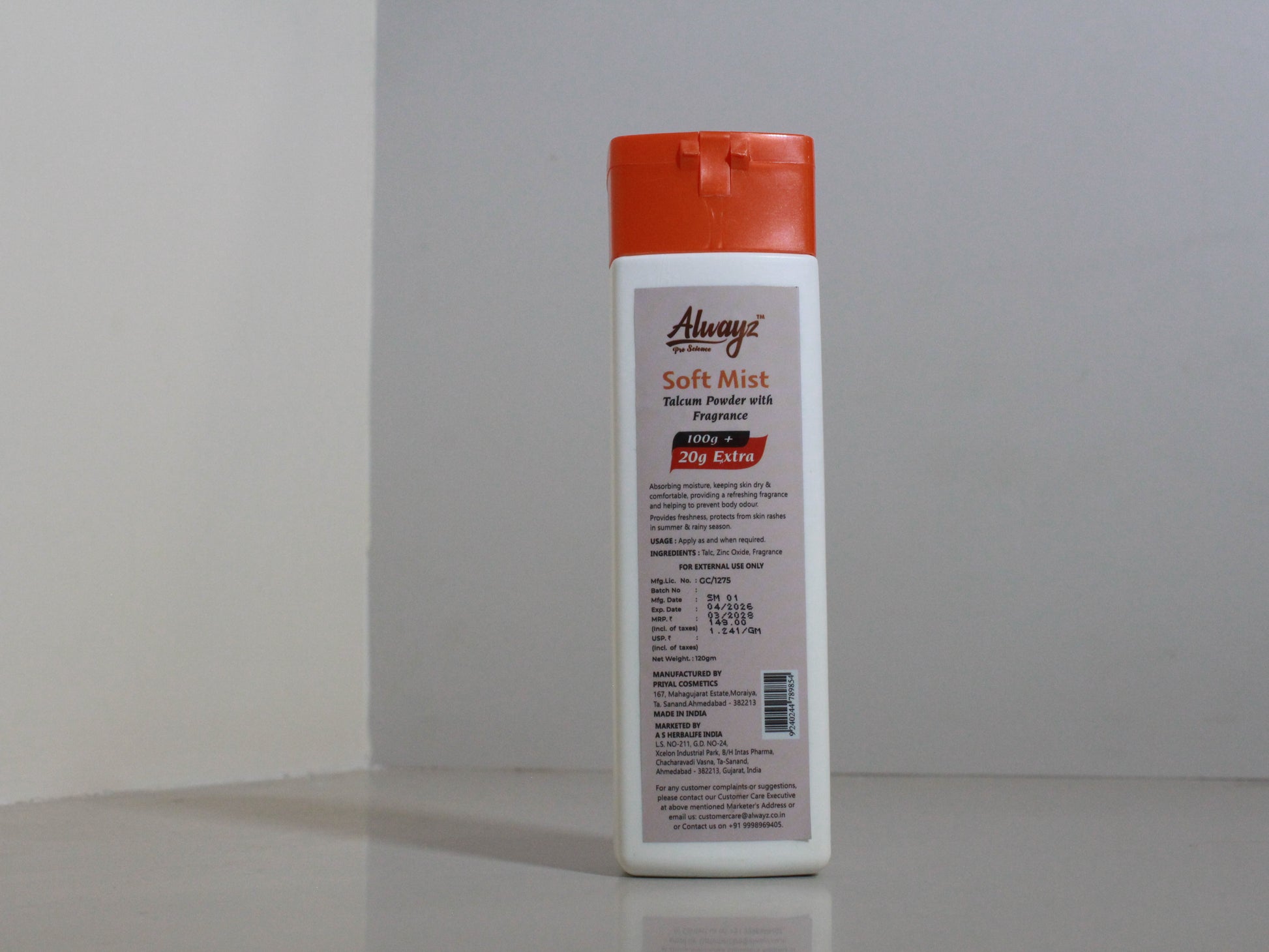 Alwayz Fragrance Body Talc 120 gm - Soft Mist