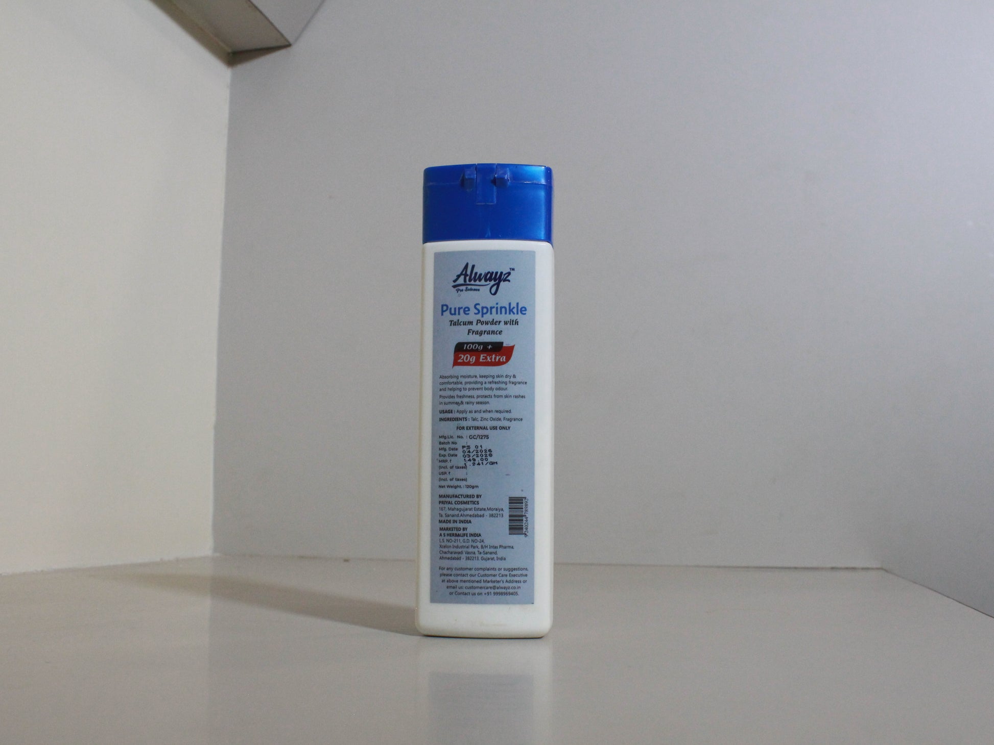Alwayz Fragrance Body Talc 120 gm - Pure Sprinkle