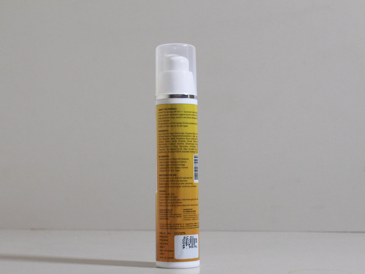 Alwayz SPF+++ Sunscreen Lotion 50ml | Broad Spectrum Sun Protection, Moisturises & Keeps Skin Soft