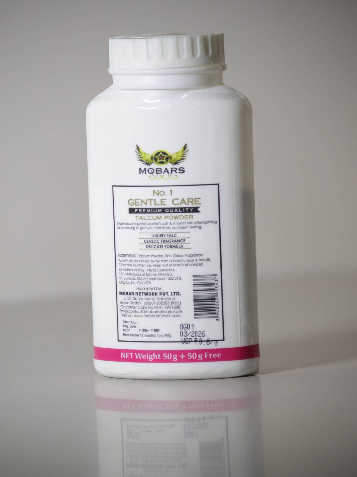 Mobars Talcum Powder Original 100gm | Keeps Skin Fresh, Dry & Fragrant All Day