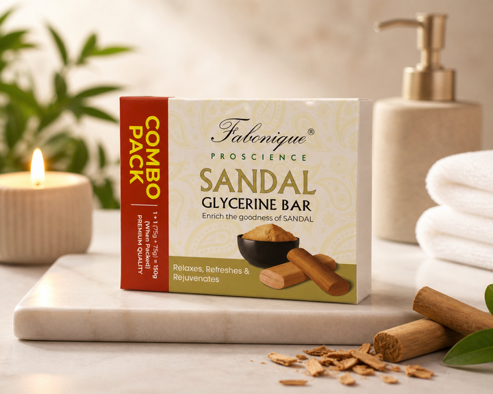 Fabonique Sandal Glycerin Soap Bar Combo Pack (75g, 2 Soap) | Brightens Skin, Moisturises & Leaves a Lasting Sandalwood Fragrance